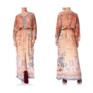 Camilla Women Size XL Silk All My Avignon Maxi Kimono Dress Boho Luxury Resort